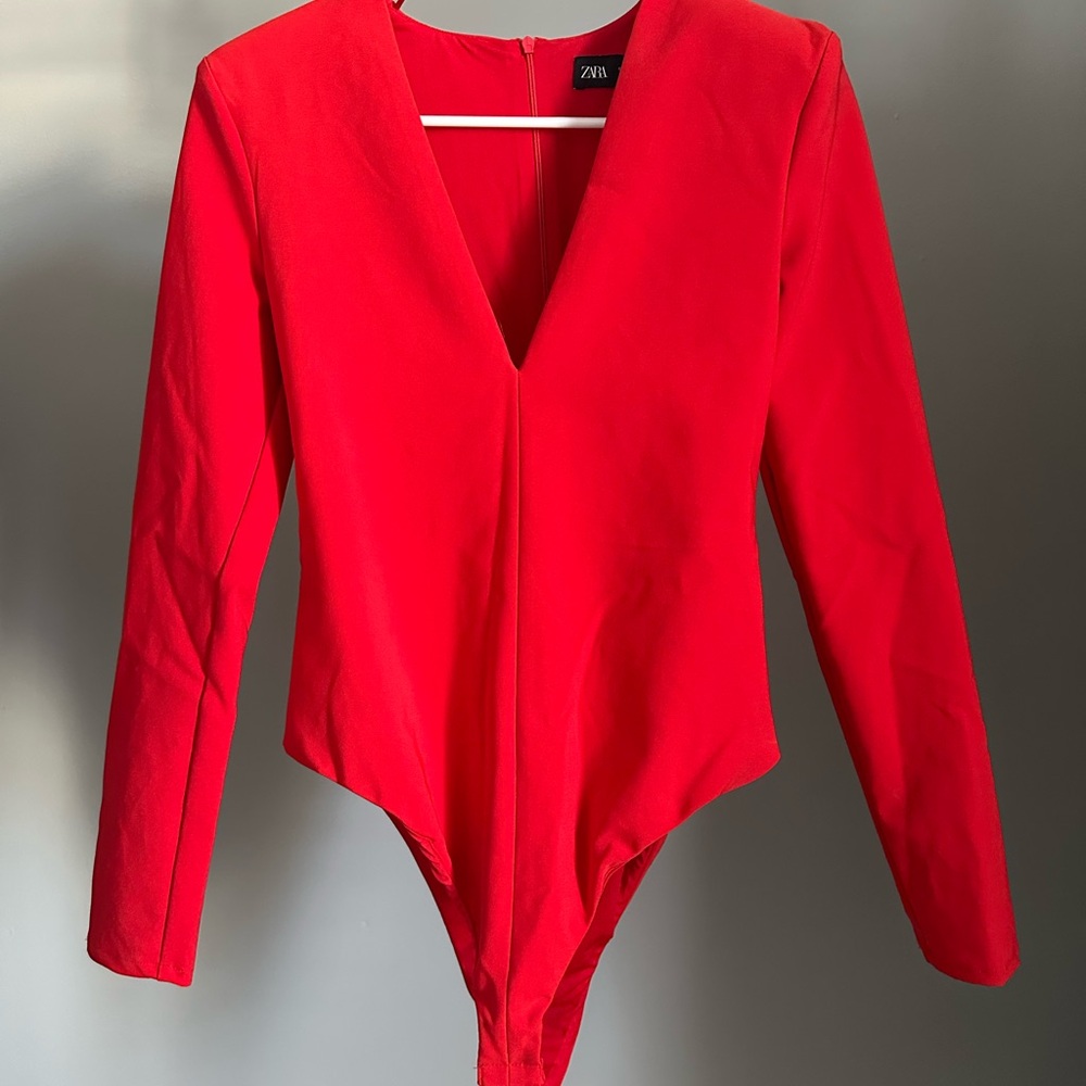 Zara Red Long Sleeve Bodysuit